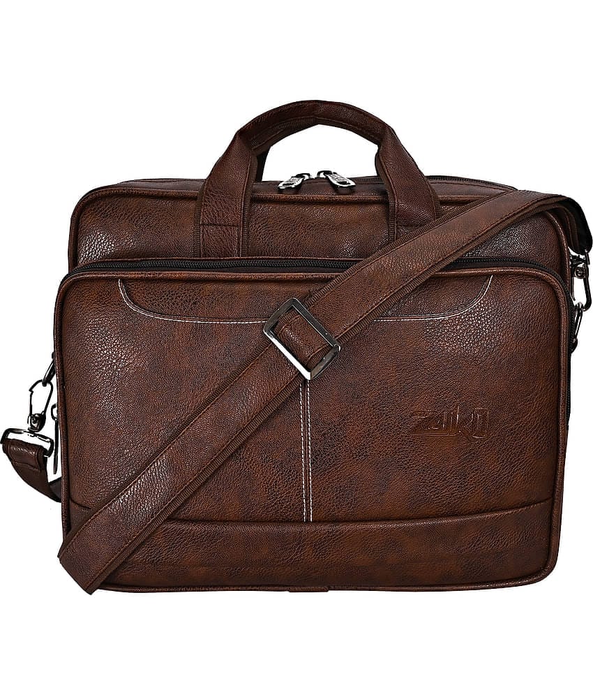 ZAIKO BAGS Brown Textured Messenger Bag