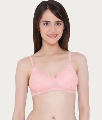 Clovia Lace T-Shirt Bra - Pink