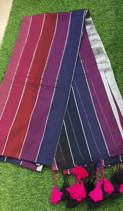 Pure rainbow mul cotton saree