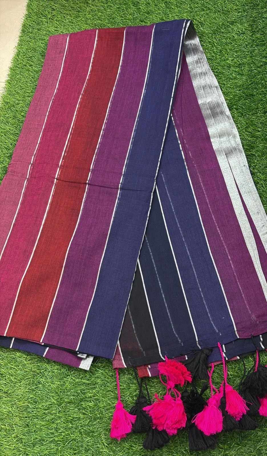 Pure rainbow mul cotton saree