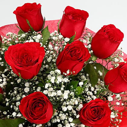 Timeless Love Red Roses Bouquet 10 Stems For Valentine's Day Gift