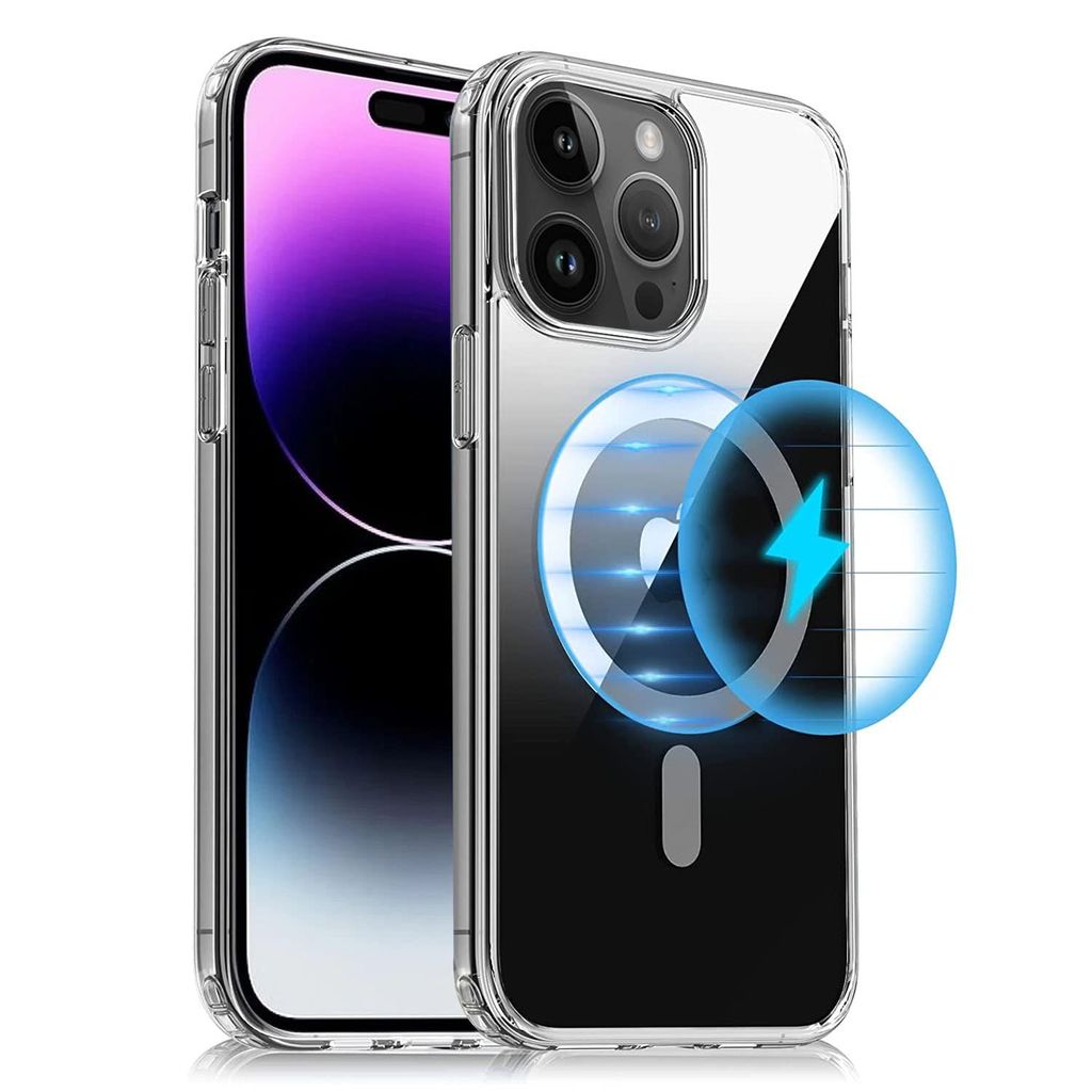 LIRAMARK Magnetic Protective Clear Back Cover Case Compatible with Magsafe for iPhone 15 Pro (6.1 inch) (‎Transparent)