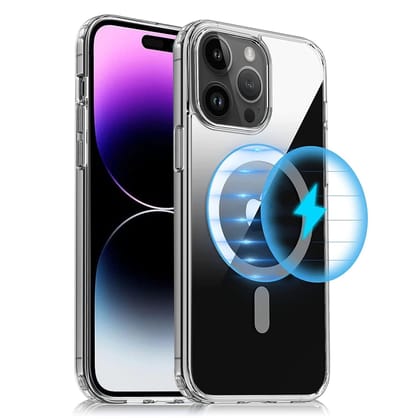 LIRAMARK Magnetic Protective Clear Back Cover Case Compatible with Magsafe for iPhone 15 Pro (6.1 inch) (Transparent) LIRAMARK Magnetic Protective Clear Back Cover Case Compatible with Magsafe for iPhone 15 Pro (6.1 inch) (Transparent)