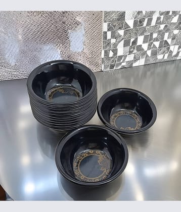 kitchrox Bowls for Kitchen Melamine Printed Vegetable Bowl 10 cm ( Set of 12 ) Black