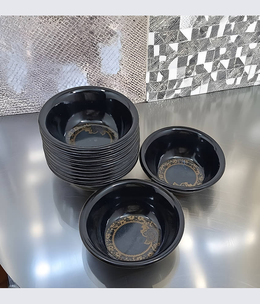 kitchrox Bowls for Kitchen Melamine Printed Vegetable Bowl 10 cm ( Set of 12 ) Black
