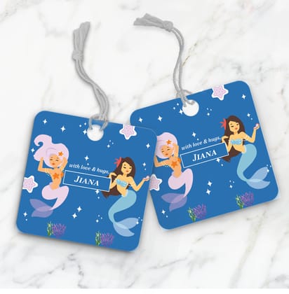 Sassy Mermaid Gift Tag (kids)-AquaMarine