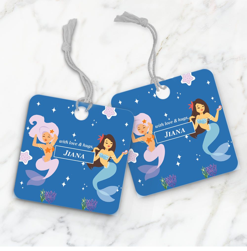 Sassy Mermaid Gift Tag (kids)-AquaMarine