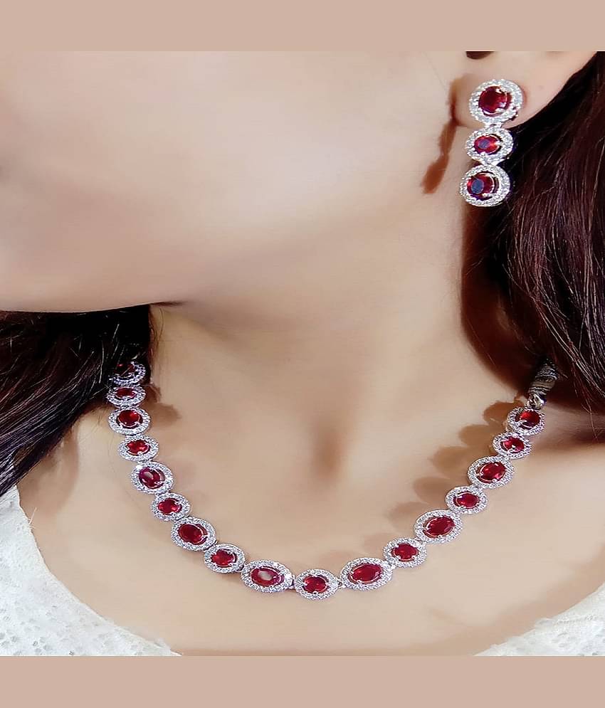 Ladymania Red Alloy Necklace Set ( Pack of 1 )