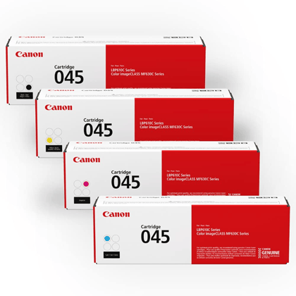 Canon 045 Toner Cartridge Set (CMYK) Compatible with MF634Cdw, MF632Cdw & LBP612Cdw Color Laser Printers