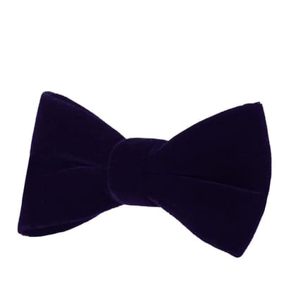 VOICI Men's Velvet & Satin oversized Bow & Pocket Square Tie Black Color Free Size best for Tuxido dinner jackets - Navy Velvet Small