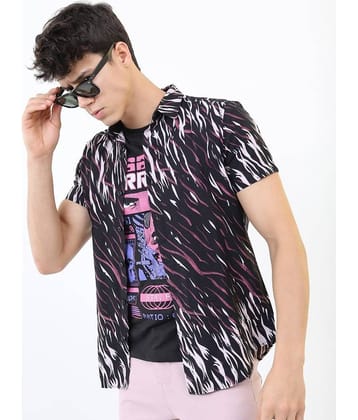 Ketch 100% Cotton Slim Fit Printed Half Sleeves Men's Casual Shirt - Black ( Pack of 1 )