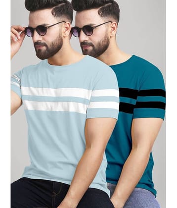 AUSK Pack of 2 Cotton Blend Regular Fit Men's T-Shirt ( Sky Blue )