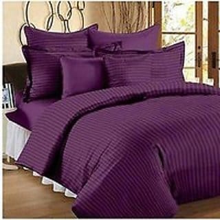300 TC 100 Cotton King Size Satin Striped Double Bedsheet with 2 Pillow Cover