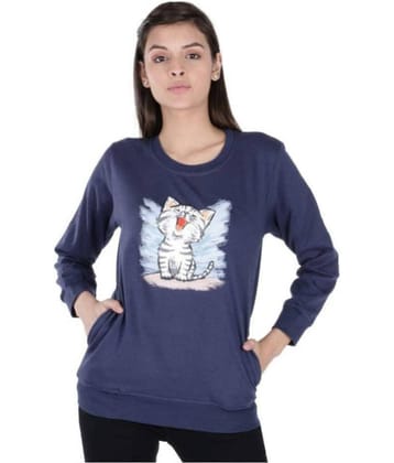 Neo Garments Cotton Blue Non Hooded Sweatshirt