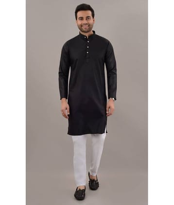 MOUDLIN Black Cotton Blend Regular Fit Men's Kurta Pyjama Set ( Pack of 1 )