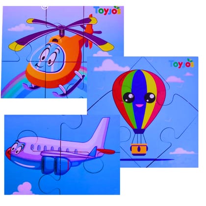 Toyjos Transport Theme Wooden Puzzle Set | 2-5 Years Children Educational Jigsaw Puzzle Toy | Early Learning Cognitive Skill Development Jigsaw Game Toy Birthday Gift for Boys, Girls (Set of 3, 20 Pc)