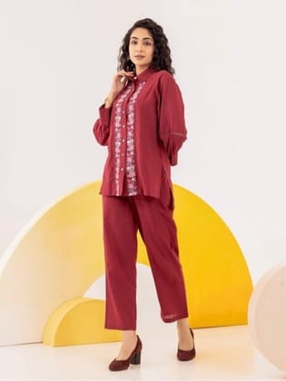 Rust Elegant Cotton Co-Ord Set-S