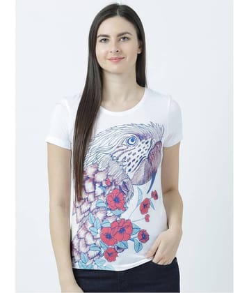Huetrap Women Cotton Regular Fit Round Neck T-Shirt ( White )