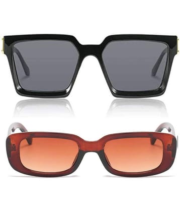 Kanny Devis - Black Rectangular Sunglasses ( Pack of 2 )