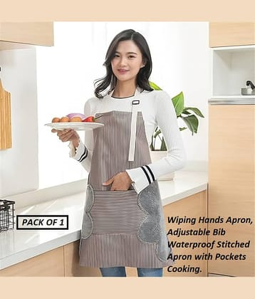 dust n shine PVC Stripes Kitchen Apron with 2 Center Pocket ( Pack of 1 )