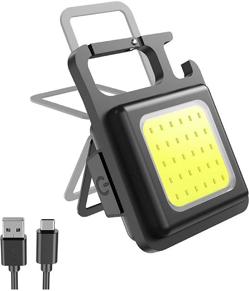 RAMDEV ENTERPRISE Mini Keychain Light, Small Led Flashlight USB Rechargeable, 4 Modes, 800 Lumens, Portable Pocket Lights with Folding Bracket Bottle Opener and Magnet.