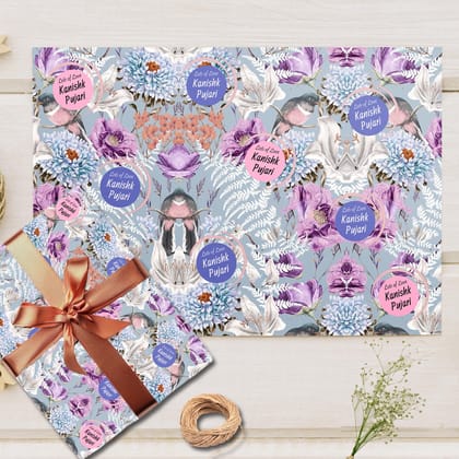 Custom Gift Wrapping Paper - Bespoke Garden Whispers-Lots of Love / Set of 10 sheets