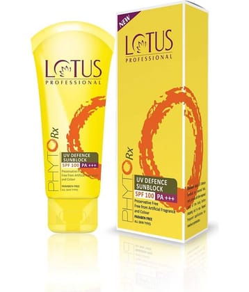 Lotus Professional PhytoRx UV Defence Sunblock SPF 100 PA+++ Nongreasy & Lightweight 50g (Pack of 1)