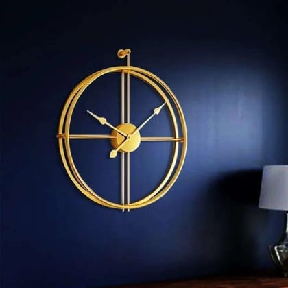 Writings on the Wall Golden Double ring clock - 2 feet (L=66.05,B=66.05,H=10.16) Material is Iron