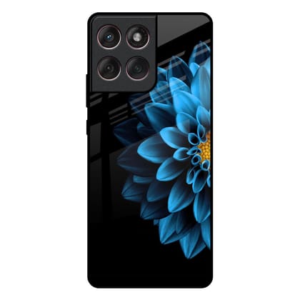 Half Blue Flower Glass Case for Motorola Edge 60 Fusion 5G
