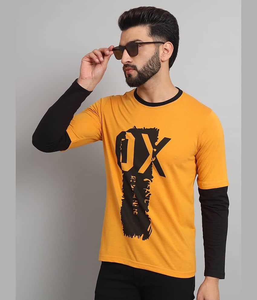 ZEBULUN Pack of 1 Cotton Blend Regular Fit Men's T-Shirt ( Mustard )