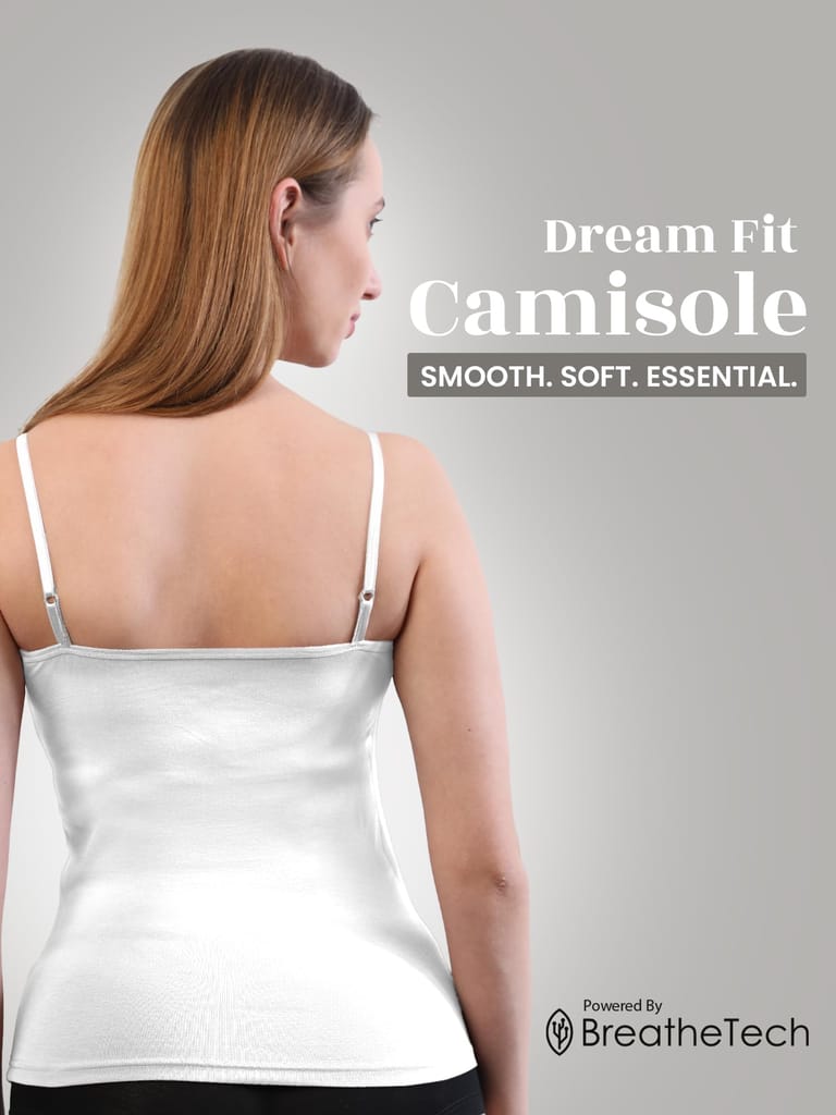 Freecultr Seamless Micromodal Camisole for Women with Adjustable Spaghetti Straps | Lightweight Layering Tank Top Casual Outfits & Sleepwear | Soft Breathable Stretch Fabric-White