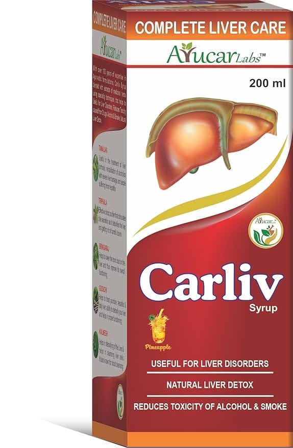 Carliv Ayurvedic Liver Care Syrup| Sugar Free | Supports Healthy Liver, Fatty Liver, & Detox | With Kalmegh, Triphala & Guduchi | 200ML
