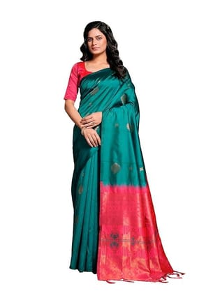 Garden Vareli Air Silk Jacquard Saree Rich Pallu with Unstitched Blouse Piece