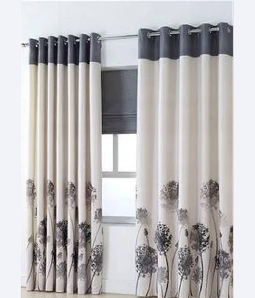 V21 decod Graphic Room Darkening Eyelet Curtain 7 ft ( Pack of 1 ) - Grey