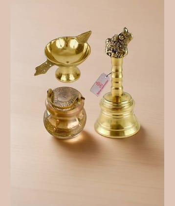 Spherulemuster Pooja Bell Brass Pooja Combo ( Pack of 3 )