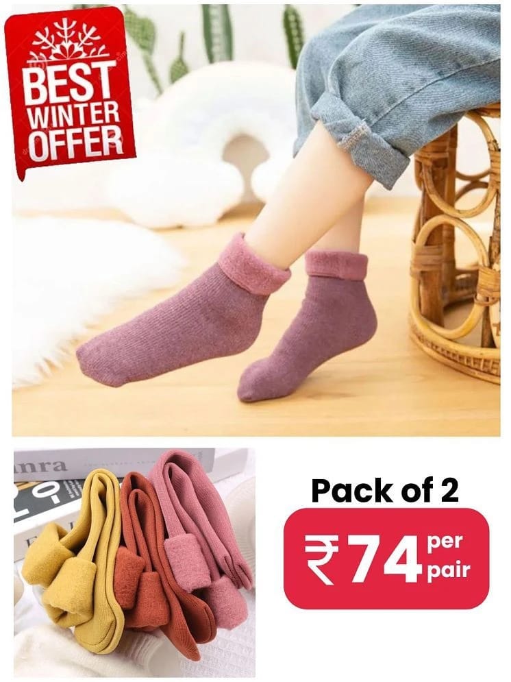 Infispace Pack of 2 Woollen Mens Solid Mid Length Socks ( Magenta ) - Magenta