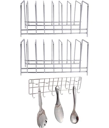 JISUN - Silver Stainless Steel Dish Racks ( Pack of 3 )