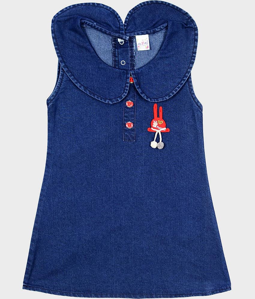 Me N My CLOSET Pack of 1 Baby Girls 100% Cotton Frock ( Blue )