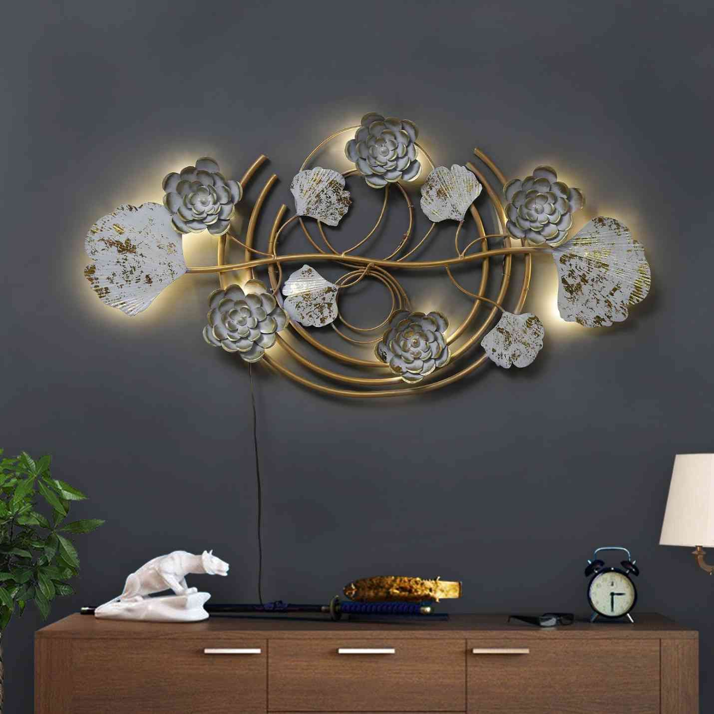 Dual Colored Floralbwall Art with Led Light