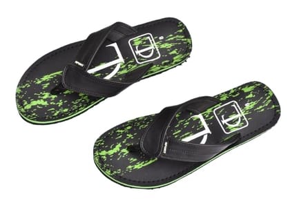 Nextwave Mens Flip Flop Leather Cross Strap Sandals, Forest Green with Gold Logo, Buckle Closure, Size 9
