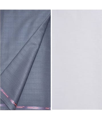 KUNDAN SULZ GWALIOR White Cotton Blend Unstitched Shirts & Trousers ( 1 Pant & 1 Shirt Piece )