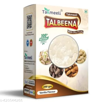 Takmeeli Talbeena With Dry Fruits - Vanilla Flavour - Cereals for Breakfast, No Preservatives , No Added Sugar - Islamic Breakfast | Healthy Diet | Breakfast Food | 1X250 = 250gm - Pack Of 1
