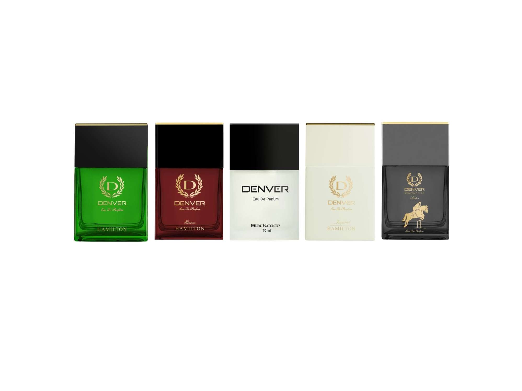 Denver Pack of 5 (Hamilton, Black Code, Imperial, Honour, Rider Perfume) - 70ml Each