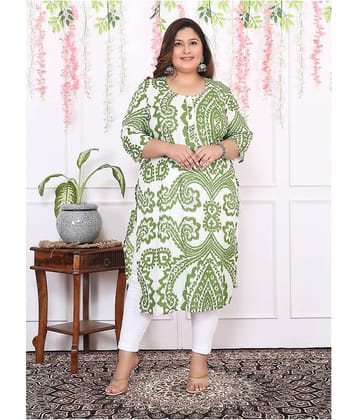 Label Flavia Women Cotton Printed Straight Kurti ( Green )