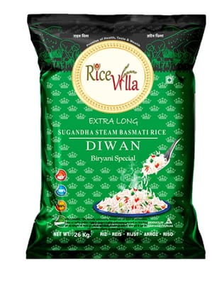 Rice Villa| Diwan| 26 kg| Sugandha Steam| Biriyani Special| Basmati Rice Rice Villa| Diwan| 26 kg| Sugandha Steam| Biriyani Special| Basmati Rice
