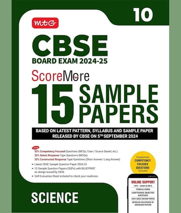MTG CBSE Class 10 ScoreMore 15 Sample Papers Science Book For 2025 Board Exam | Detailed Solutions of Each Chapter | Based on Latest CBSE Pattern