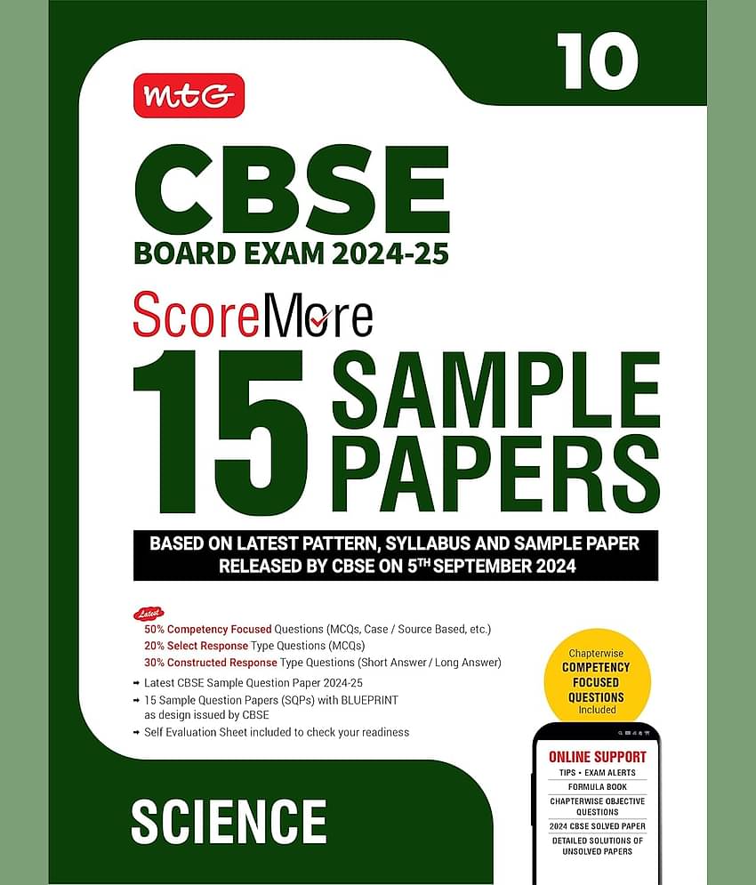 MTG CBSE Class 10 ScoreMore 15 Sample Papers Science Book For 2025 Board Exam | Detailed Solutions of Each Chapter | Based on Latest CBSE Pattern
