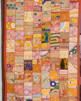 Khamma Ghani Kambadiya Radiant Orange Wall Hanging Table Cloth