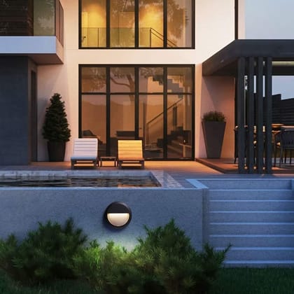SPARKWORLD Round LED Recessed Step Light | Warm White | Outdoor & Indoor Stair Wall Light | Black Finish | Colour: 5w_(WithoutSensor)