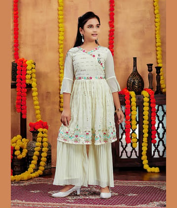 Aarika Girls Georgette Kurta and Sharara Set ( Pack of 1 , Cream )